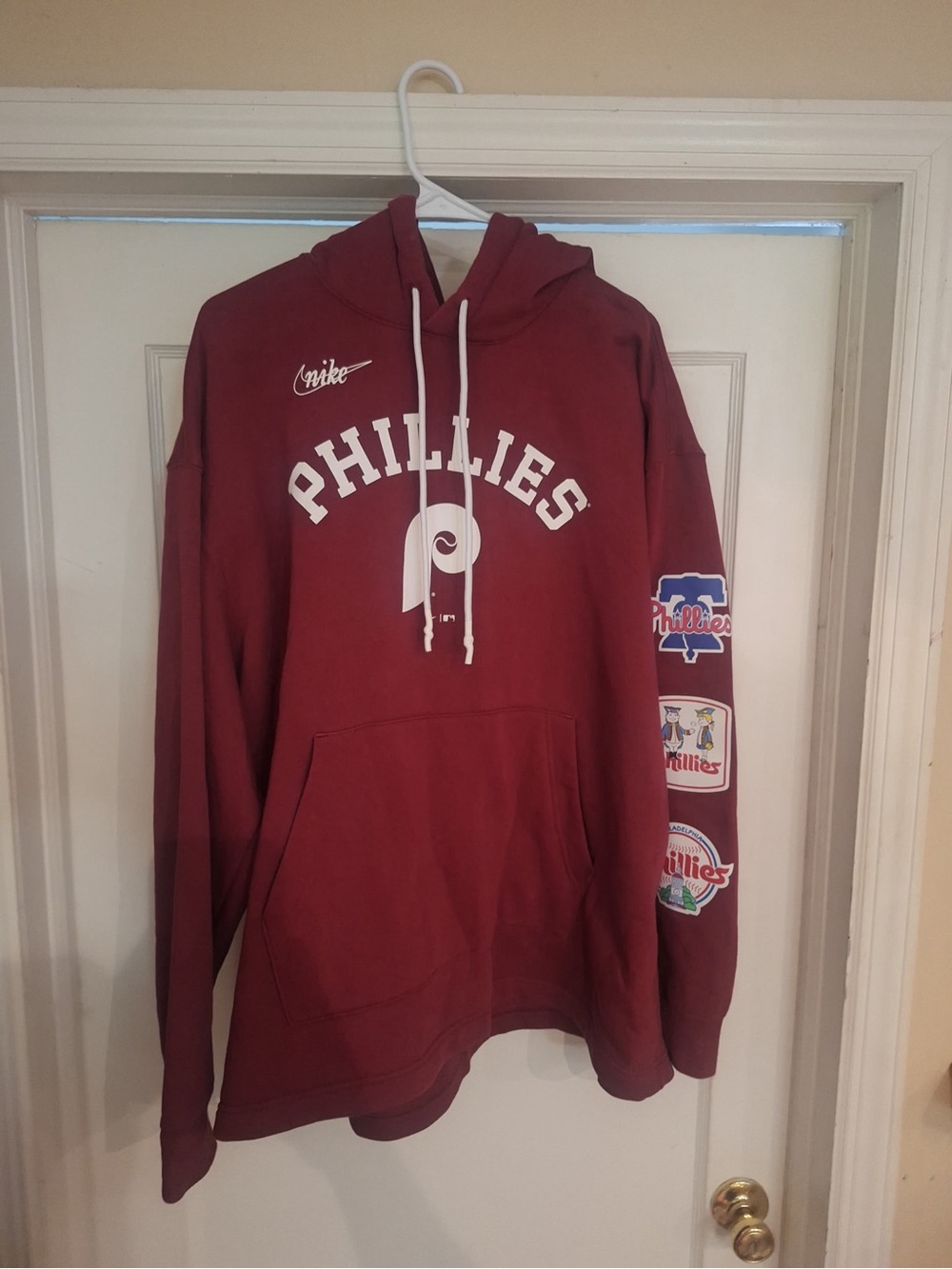 Nike Philadelphia Phillies Heritage Logo Sleeve Pullover Hoodie Red XXL MLB